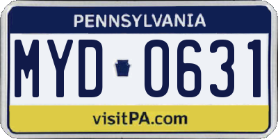 PA license plate MYD0631