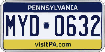 PA license plate MYD0632