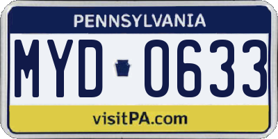 PA license plate MYD0633