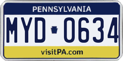 PA license plate MYD0634