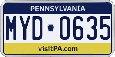 PA license plate MYD0635