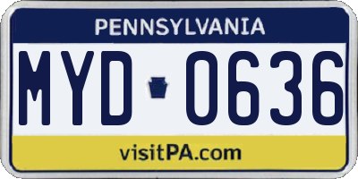 PA license plate MYD0636