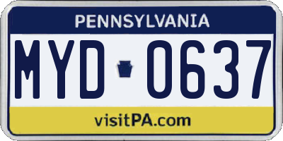 PA license plate MYD0637