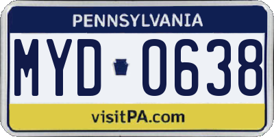 PA license plate MYD0638