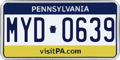 PA license plate MYD0639