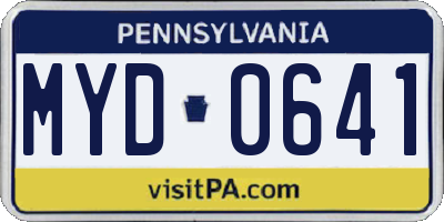 PA license plate MYD0641