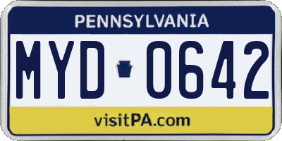 PA license plate MYD0642