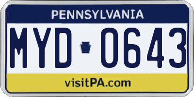 PA license plate MYD0643