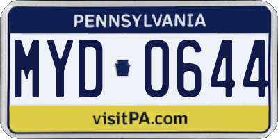 PA license plate MYD0644