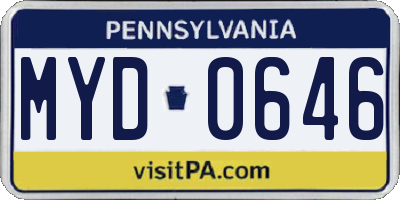 PA license plate MYD0646