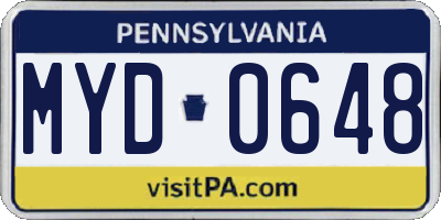 PA license plate MYD0648