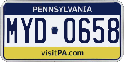 PA license plate MYD0658