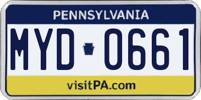 PA license plate MYD0661