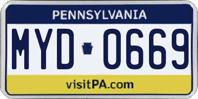 PA license plate MYD0669