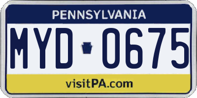 PA license plate MYD0675