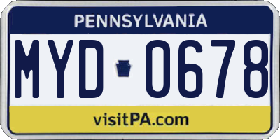 PA license plate MYD0678