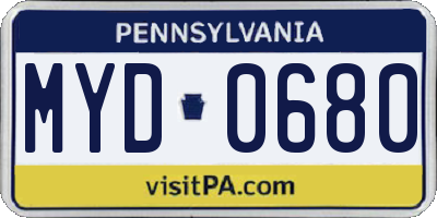 PA license plate MYD0680