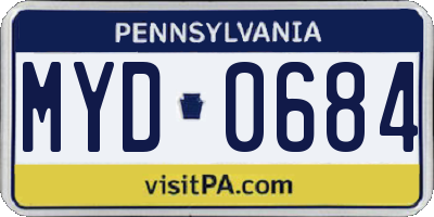 PA license plate MYD0684