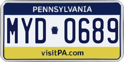 PA license plate MYD0689