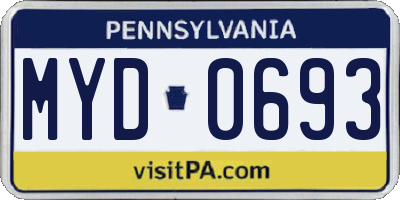 PA license plate MYD0693