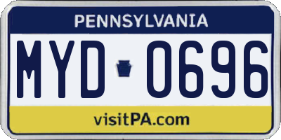 PA license plate MYD0696