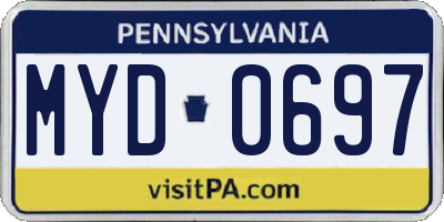 PA license plate MYD0697