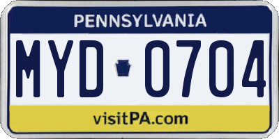 PA license plate MYD0704