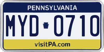PA license plate MYD0710