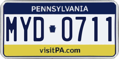 PA license plate MYD0711