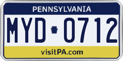 PA license plate MYD0712