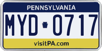 PA license plate MYD0717