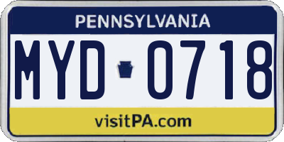 PA license plate MYD0718