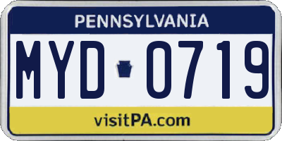 PA license plate MYD0719