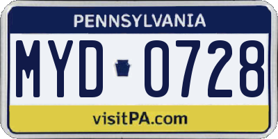 PA license plate MYD0728