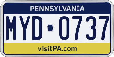 PA license plate MYD0737