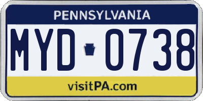 PA license plate MYD0738