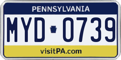 PA license plate MYD0739