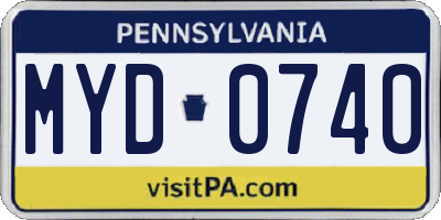PA license plate MYD0740