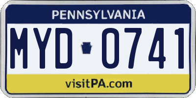 PA license plate MYD0741