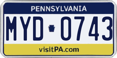 PA license plate MYD0743