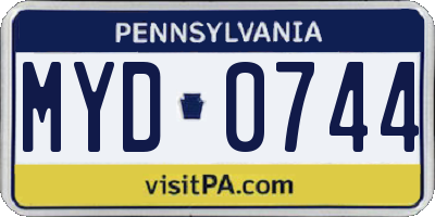 PA license plate MYD0744