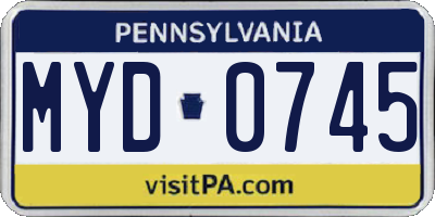 PA license plate MYD0745