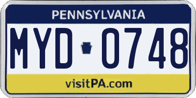 PA license plate MYD0748