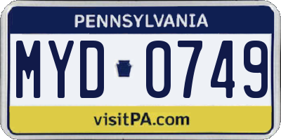 PA license plate MYD0749