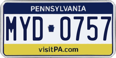 PA license plate MYD0757