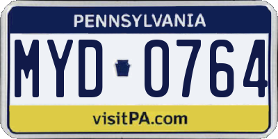 PA license plate MYD0764