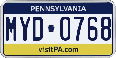 PA license plate MYD0768