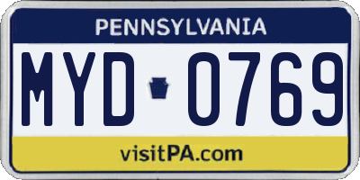 PA license plate MYD0769