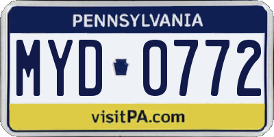 PA license plate MYD0772