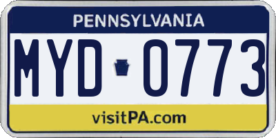 PA license plate MYD0773